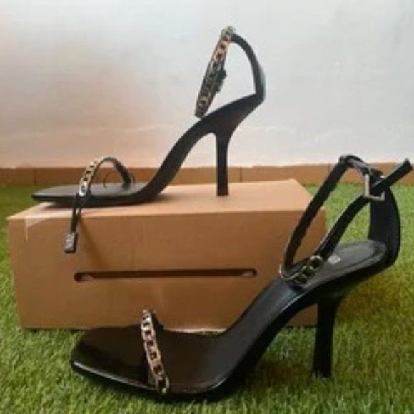 NEW ZARA CHAIN TRIM HEELED SANDALS SHOES THIN STRAP WOMENS SIZE 41 US 10 - Picture 6 of 6